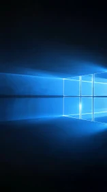 Blue light window grid on dark digital background.