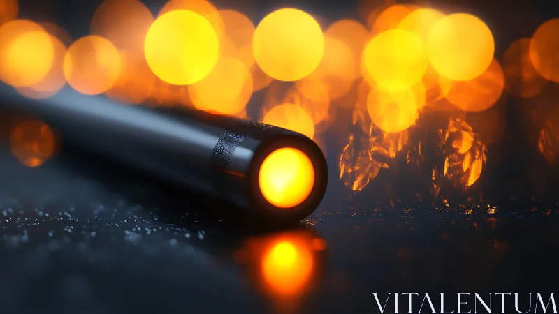 Glowstick of midnight sparks on rain-dusted steel stage.