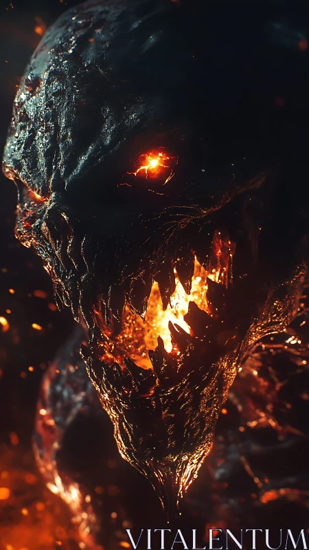 Inferno-jawed nightmare demon grinning through molten shadow.