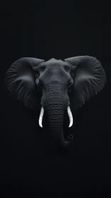 Midnight elephant portrait with ivory echoes and quiet thunder.