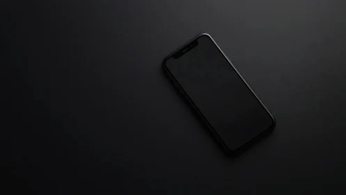 Modern Black Smartphone on Dark Surface.