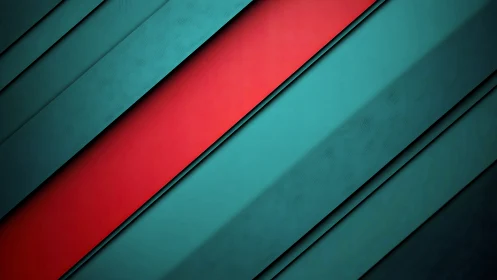 Diagonal teal and red layered abstract background design.