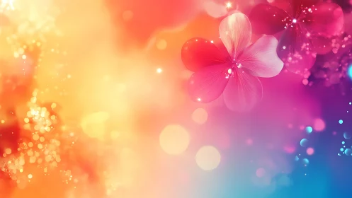 Radiant Gradient Floral with Bokeh Particles and Iridescent Light Diffusion.