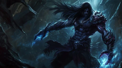 Stormforged warlock strides through midnight shardstorm.