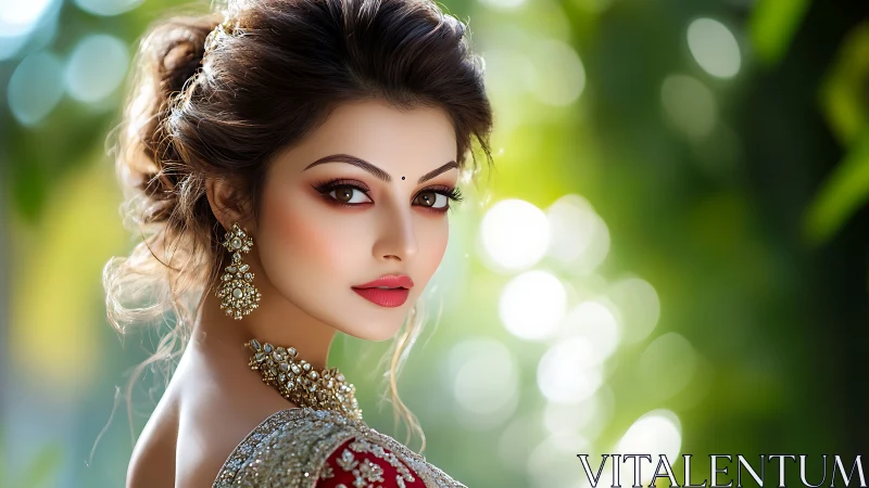 Sunlit bridal elegance in shimmering traditional jewelry.