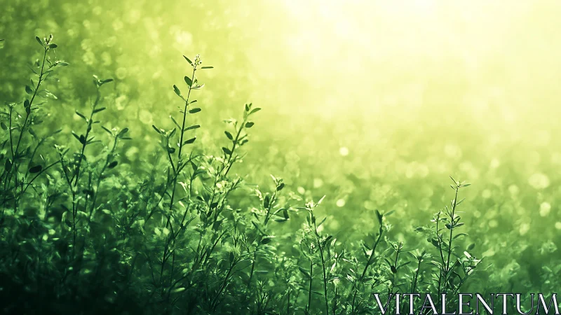 Backlit spring foliage with shallow depth and luminous bokeh