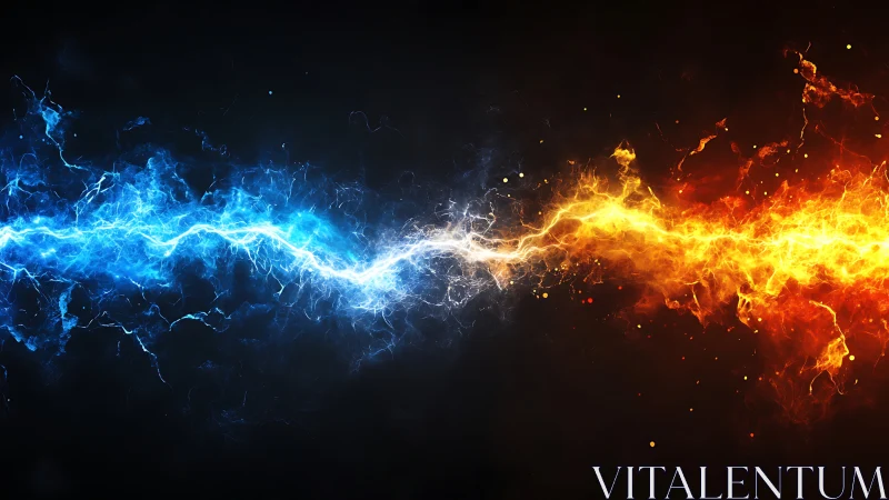 Elemental Collision: Lightning and Fire Dance Across the Abyss.