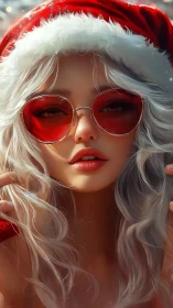 Chromatic holiday portrait with spectral red optics.