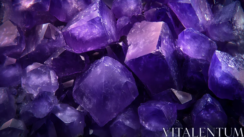 Radiant violet amethyst crystals glow in faceted clusters.