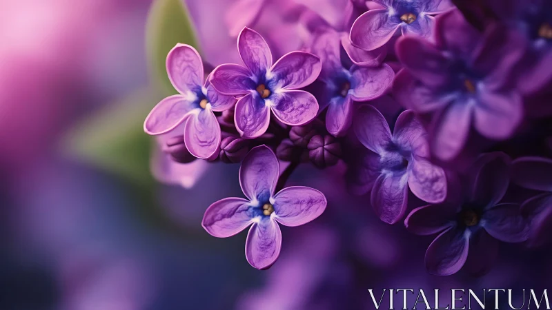 Purple lilac flowers in soft focus bloom.