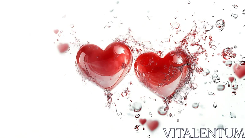 Twin Hearts Burst Through Liquid Splendor in Crystalline Dance