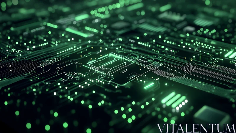 Glowing circuit board pulses with futuristic digital energy