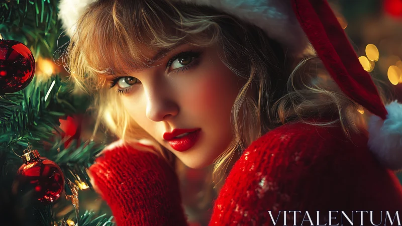 Holiday portrait glows with warm lights and festive charm.
