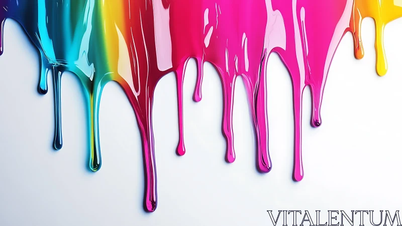Vivid multicolor paint drips on clean white background.