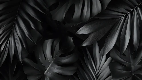 Overlapping dark tropical leaves form a dense continuous field