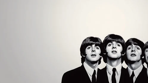 Monochrome pop art portrait quartet with negative space composition.