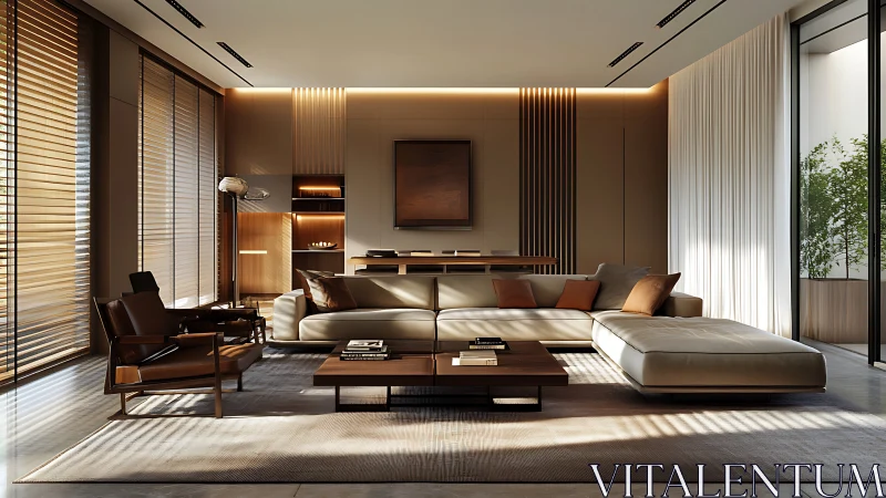 Sunlit caramel lounge where minimalist comfort exhales softly.