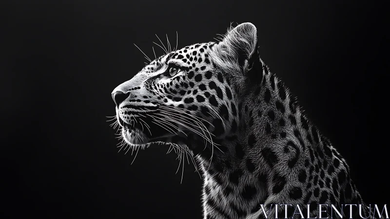 Moonlit leopard profile carved from shadow and silver light.