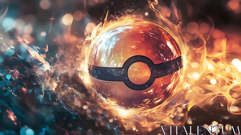 Fiery cosmic battle orb glowing in swirling sparks of light.