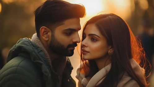 Intimate portrait bathed in golden sunset light.