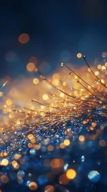 Macro view records dewdrops on filaments with bokeh lights