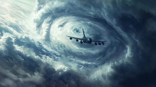 Jet airliner flies into rotating storm vortex in clouds
