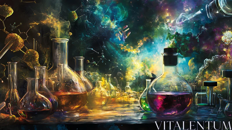 Luminescent chemistry lab with nebular molecular reaction fields