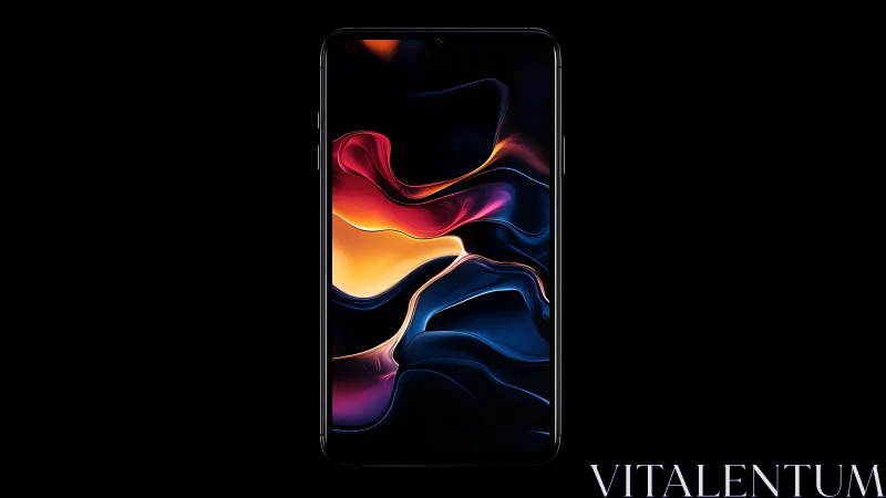 Smartphone displaying fluid abstract gradient wallpaper design