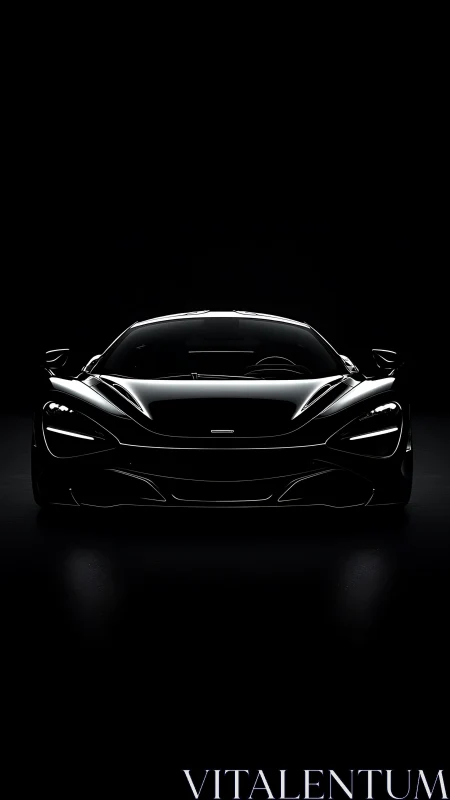 Front-illuminated supercar silhouette emphasizes aggressive aerodynamics