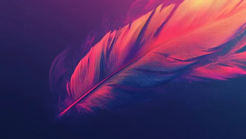 Neon feather glow on deep gradient background.