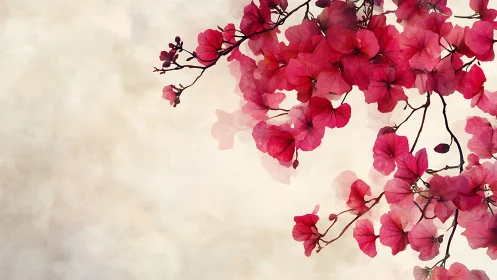 Bougainvillea branches against neutral background.