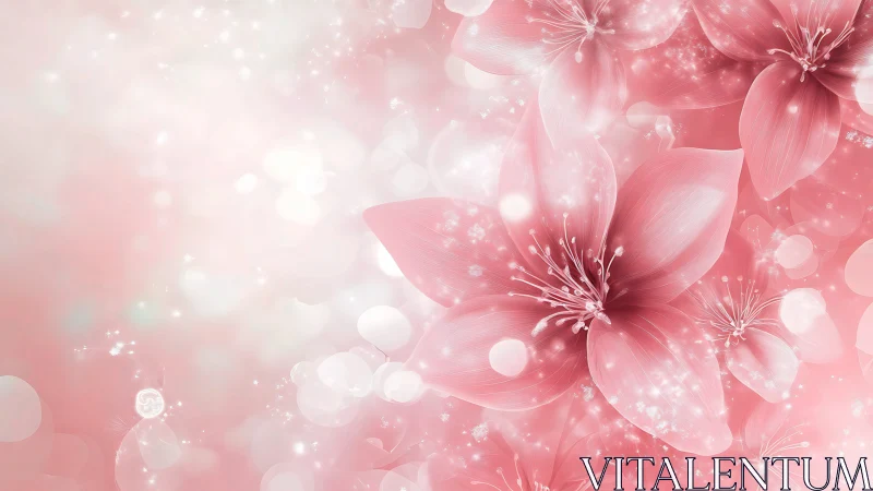 Luminous floral composition rendered with gradient soft focus bokeh and particle effects.