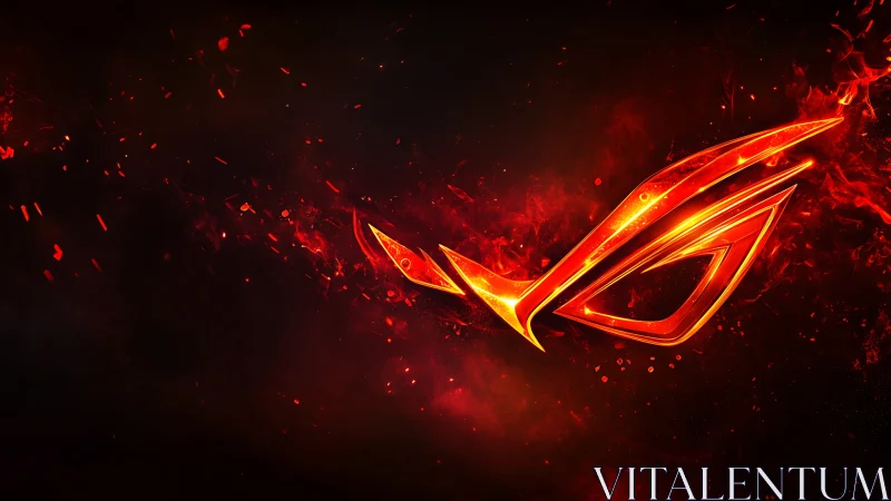 Fiery red gaming emblem blazes across a dark nebula backdrop