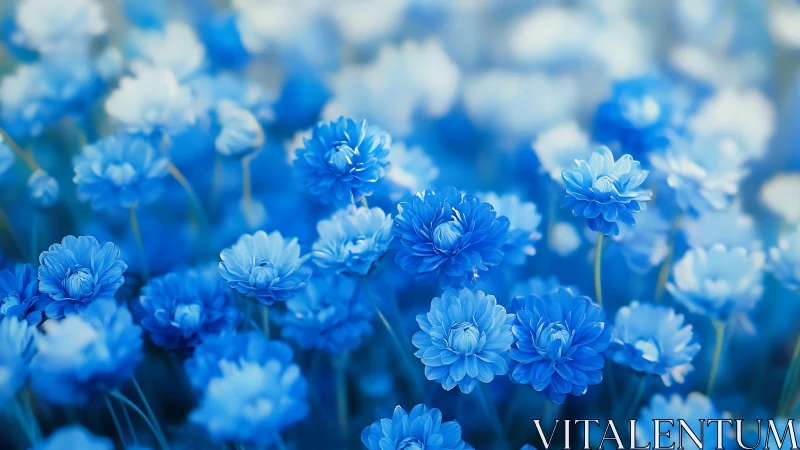 Cerulean Dahlias in Dreamy Focus: Nature's Blue Tapestry.