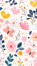 Botanical Vector Composition: Layered Floral Pattern with Contemporary Color.
