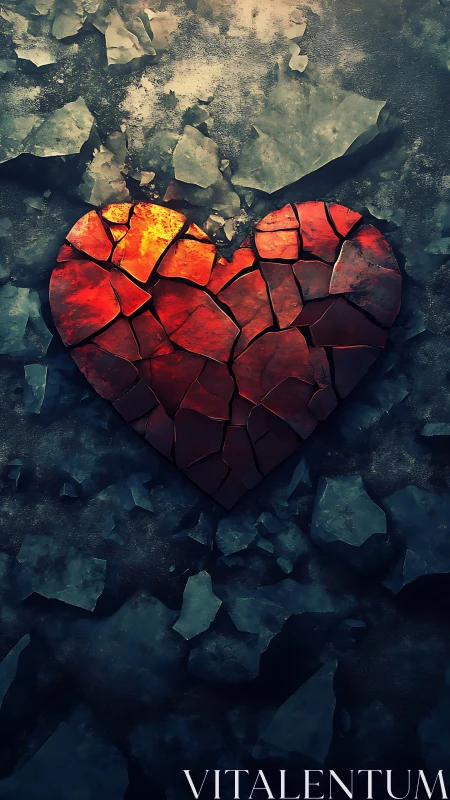 Luminous Heart Form Within Crystalline Matrix.