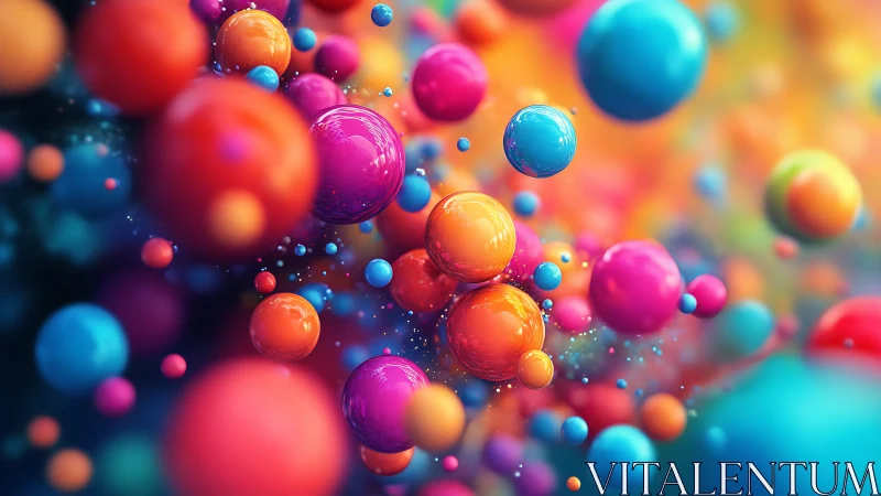 Multicolored reflective spheres are rendered in dense 3D space