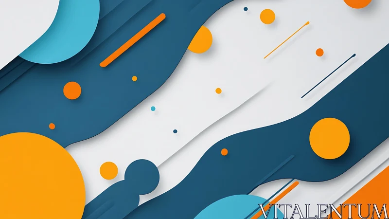 Abstract geometric background with blue and orange shapes, modern style.