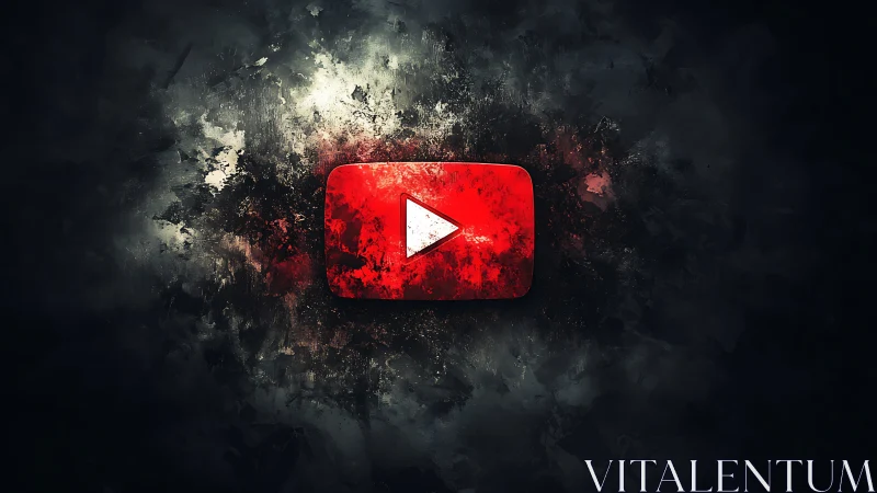 Stormlit red play button blazing through digital dusk.