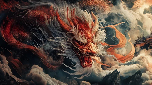 Aerodynamic crimson dragon vortex over stratified stormclouds.