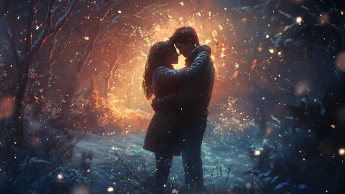 Starlit Embrace: Two Souls Dancing Through Molten Constellations