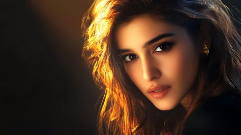 Golden hour portrait catches an intense, luminous gaze