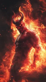 Infernal horned entity in volumetric flame dispersion study.