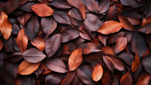 Brown and orange dry leaves forming dense overlapping pattern.