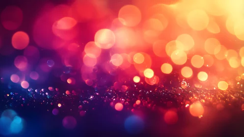 Vibrant Abstract Bokeh Lights in Warm Tones, Digital Art Style.