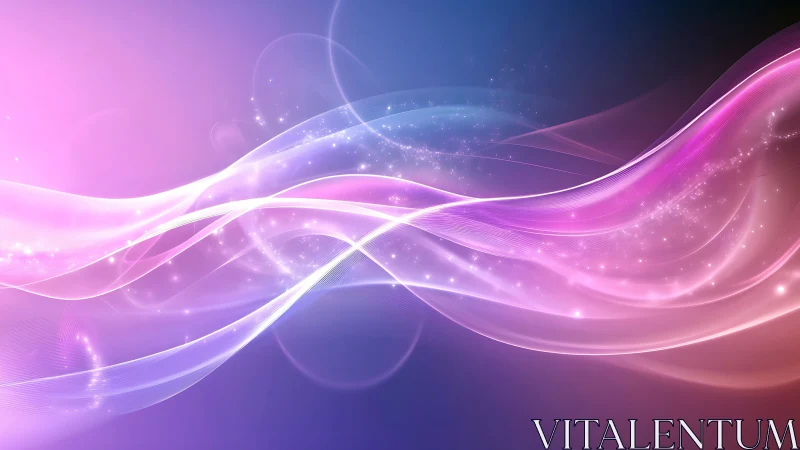 Iridescent light waves sweeping across violet cosmos.