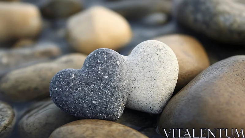 Heart-shaped pebbles: monochromatic stone composition. Natural forms.