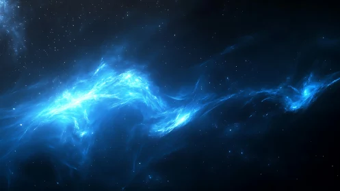 Blue nebula cloud stretching across deep star field.
