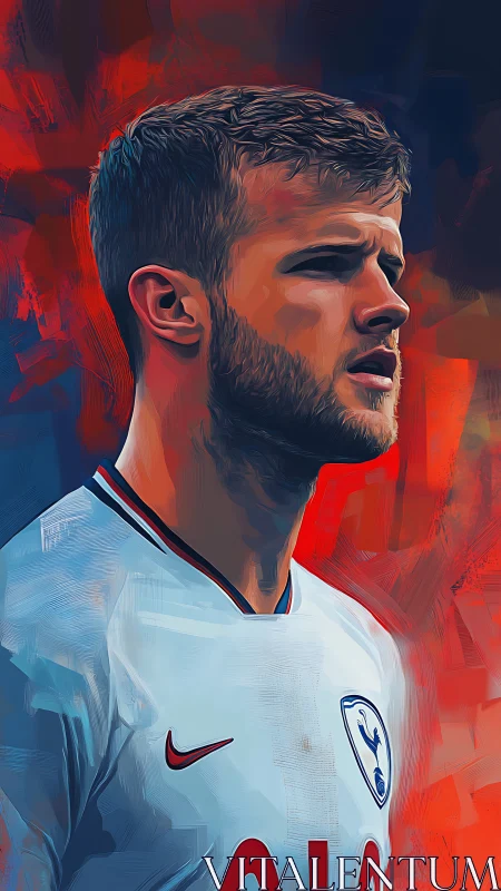 Bold football portrait celebrates focused matchday energy