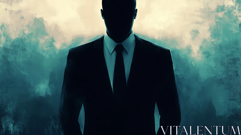 Midnight suit phantom emerging from teal stormlight.